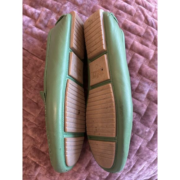 Flag Ltd Morgan Green Leather Square Toe Penny Loafer Driving Moc Women Size 8.5 - Picture 8 of 10